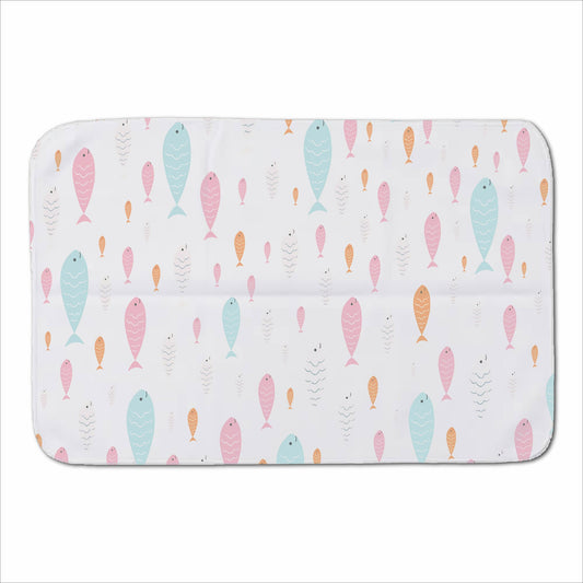 Hand Drawn Swimming Fish Sherpa Blanket