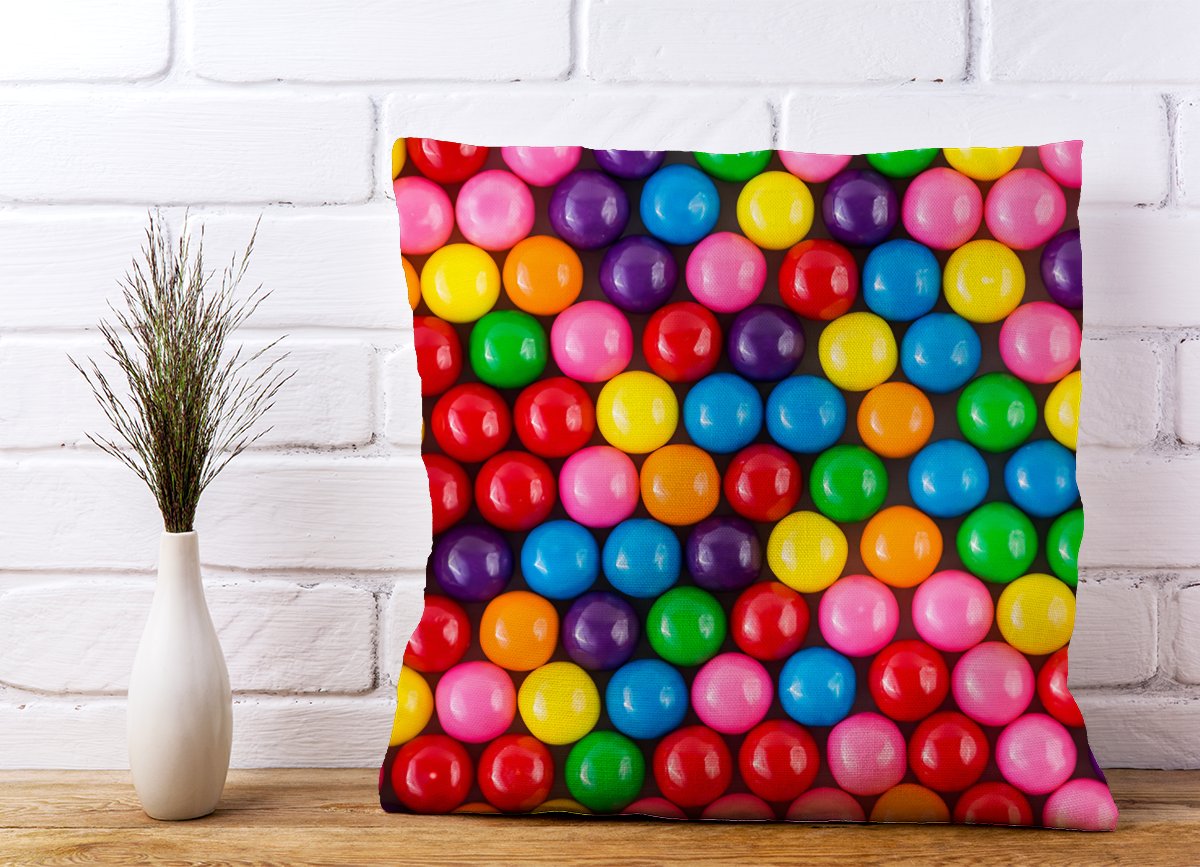 Brightly Colored Gum Balls Cushions