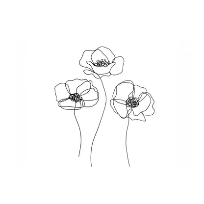 Monochrome Line Drawn Poppies Glass Chopping Board