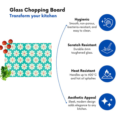Daisy Pattern Glass Chopping Board