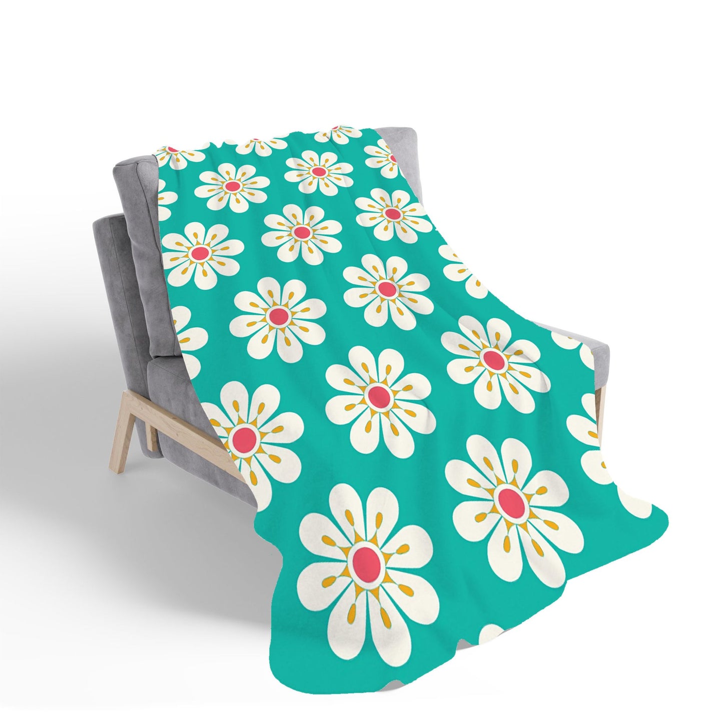 Daisy Pattern Sherpa Blanket