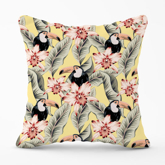 Toucans, Orchids And Palm Leaves Cushions