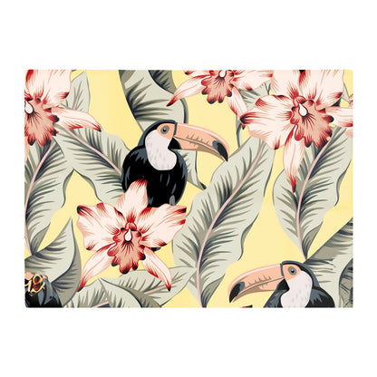 Toucans Orchids And Palm Leaves Glass Chopping Board