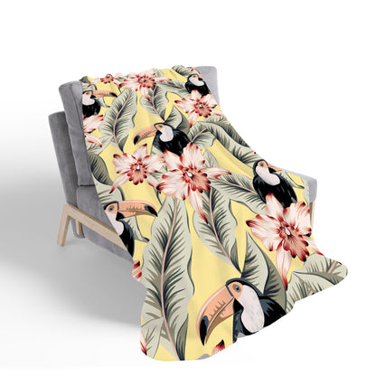 Toucans, Orchids And Palm Leaves Sherpa Blanket