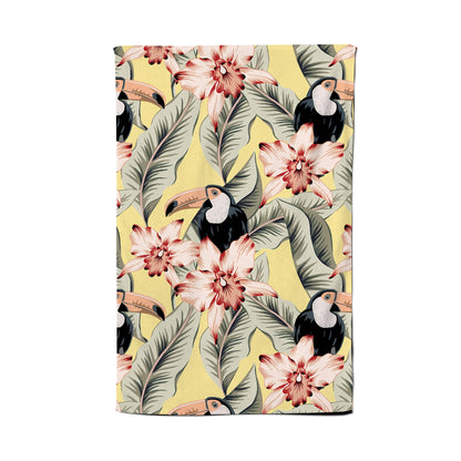 Toucans, Orchids And Palm Leaves Tea Towel