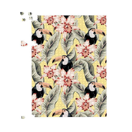 Toucans, Orchids And Palm Leaves Jigsaw Puzzle