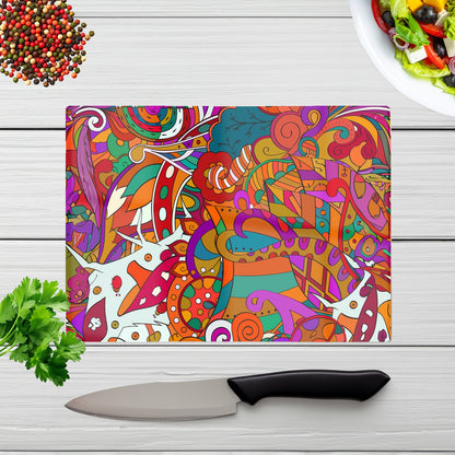 Mehndi Design Glass Chopping Board