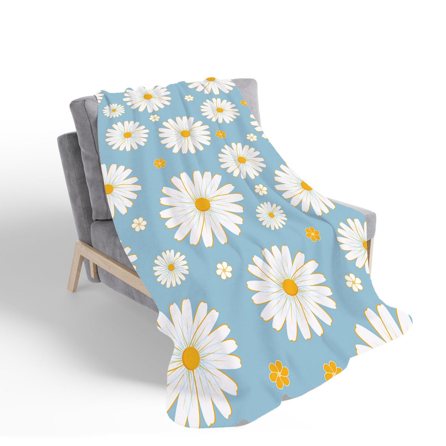 Summer Daisy Pattern Sherpa Blanket