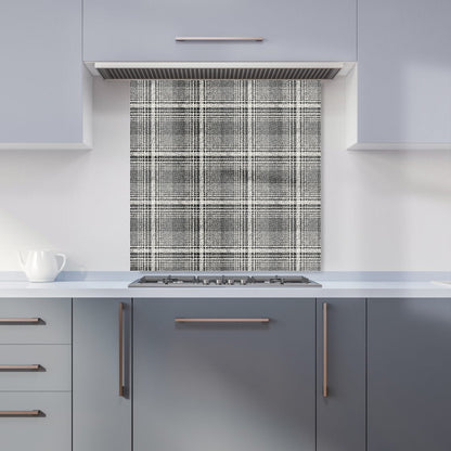 Monochrome Textured Checked Pattern Kitchen Splashback