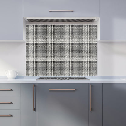 Monochrome Textured Checked Pattern Kitchen Splashback