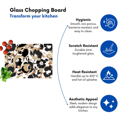 Modern Flower Pattern Glass Chopping Board