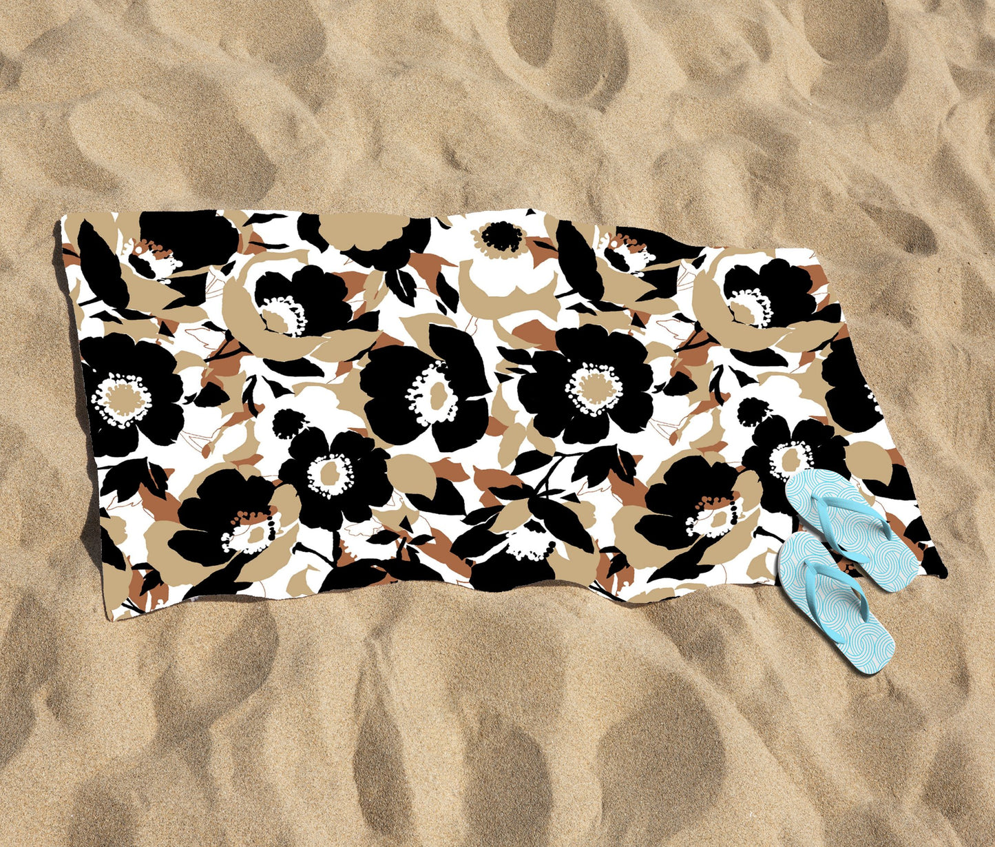 Modern Flower Pattern Beach Towel