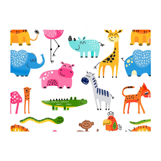 Hand Drawn Cartoon Animals Glass Chopping Board
