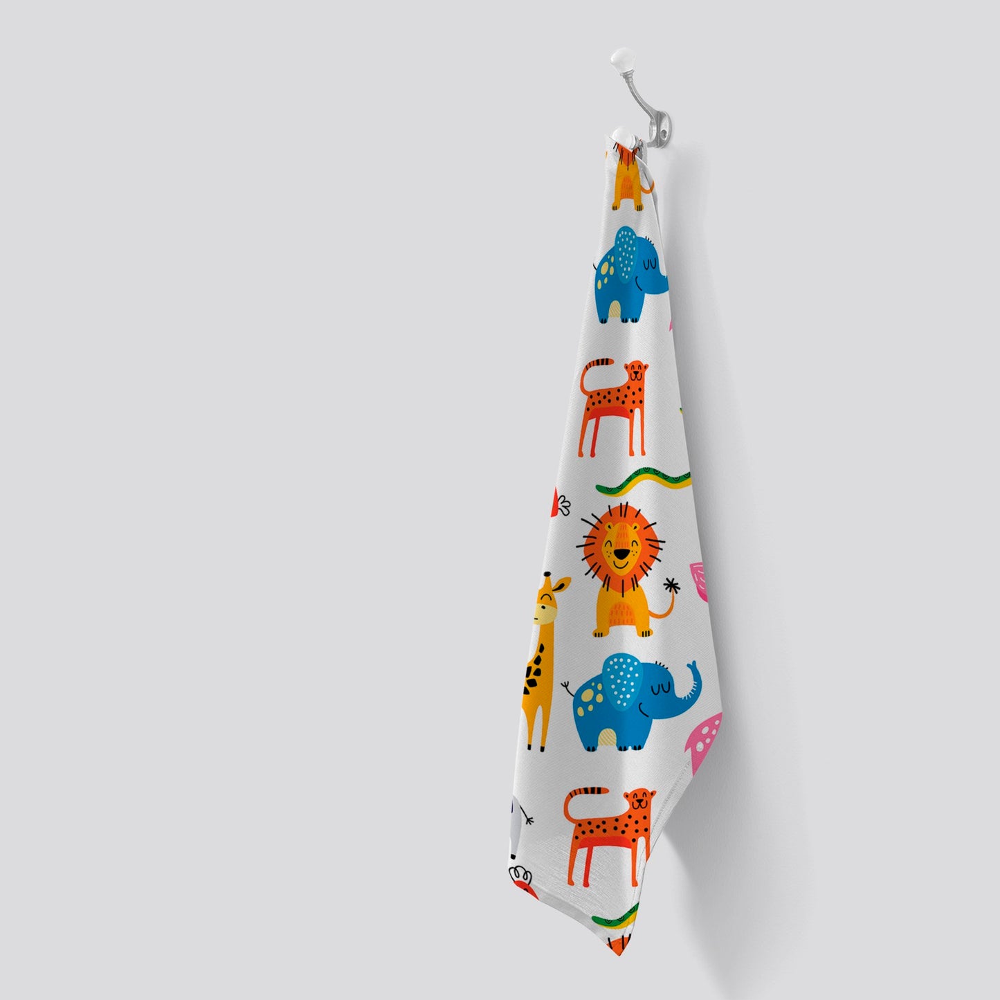 Hand Drawn Cartoon Animals Tea Towel