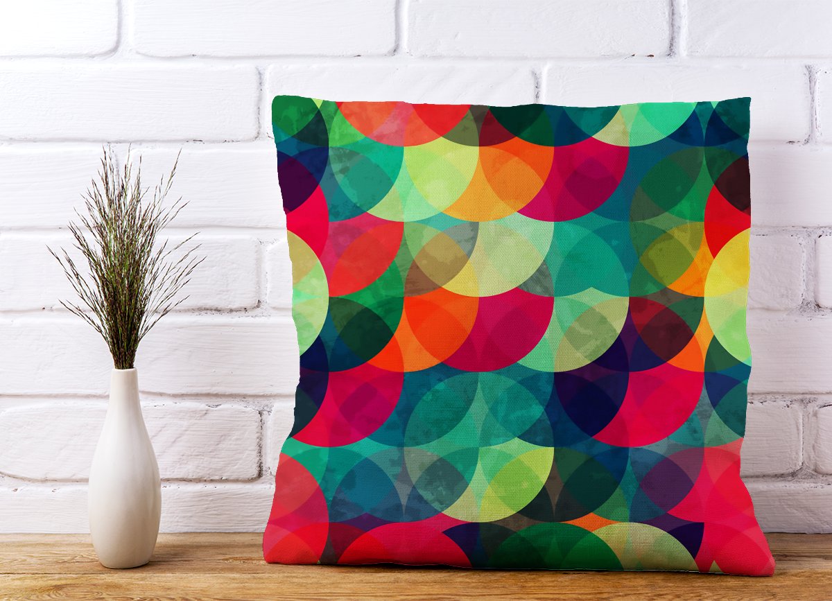 Colourful Grunge Circle Pattern Cushions