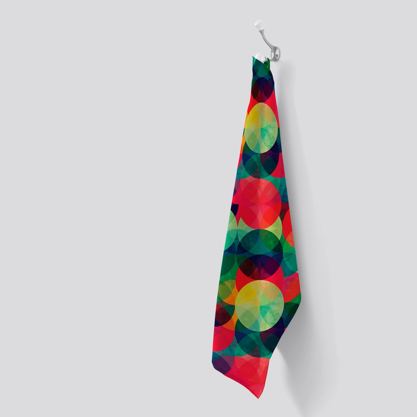 Colourful Grunge Circle Pattern Tea Towel