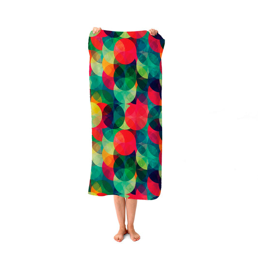 Colourful Grunge Circle Pattern Beach Towel
