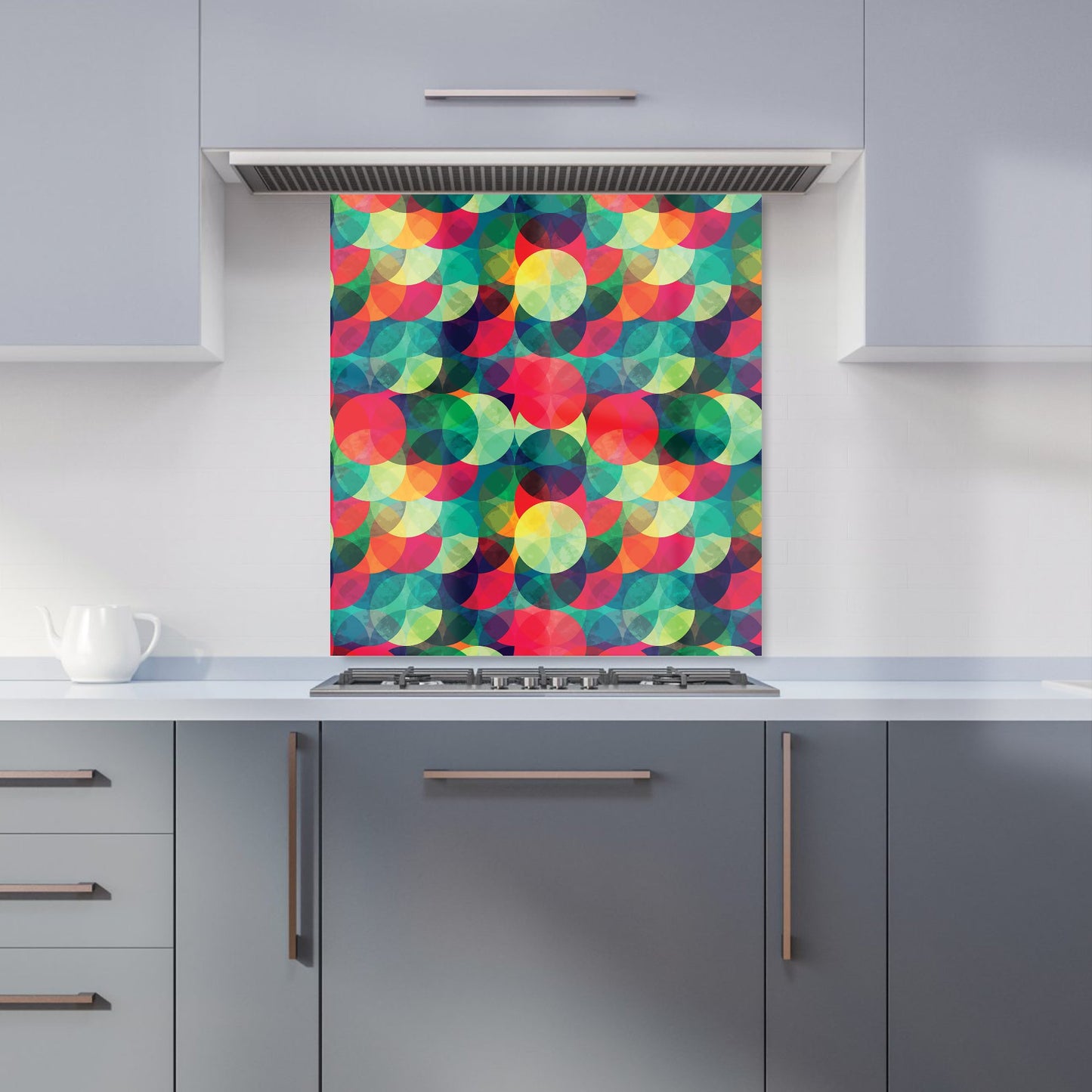 Colourful Grunge Circle Pattern Kitchen Splashback