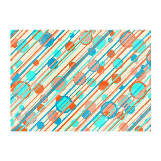 Retro Stripes And Circles Glass Chopping Board