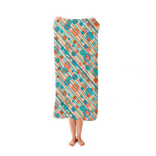 Retro Stripes And Circles Beach Towel