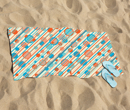 Retro Stripes And Circles Beach Towel