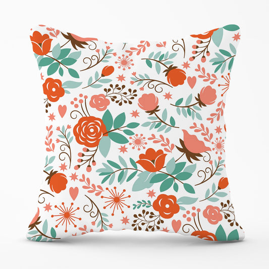 Orange Floral Pattern Cushions