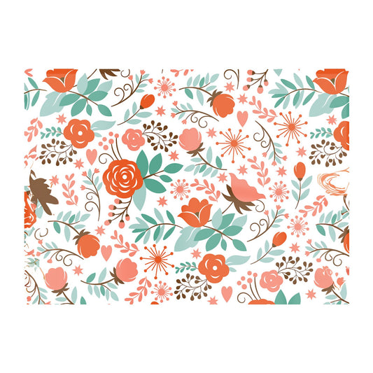 Orange Floral Pattern Glass Chopping Board