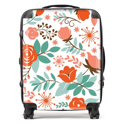 Orange Floral Pattern Suitcase