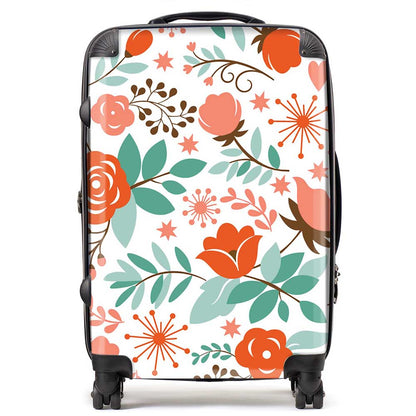 Orange Floral Pattern Suitcase