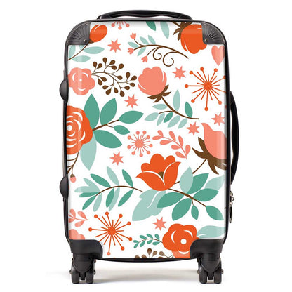 Orange Floral Pattern Suitcase
