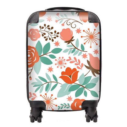 Orange Floral Pattern Suitcase