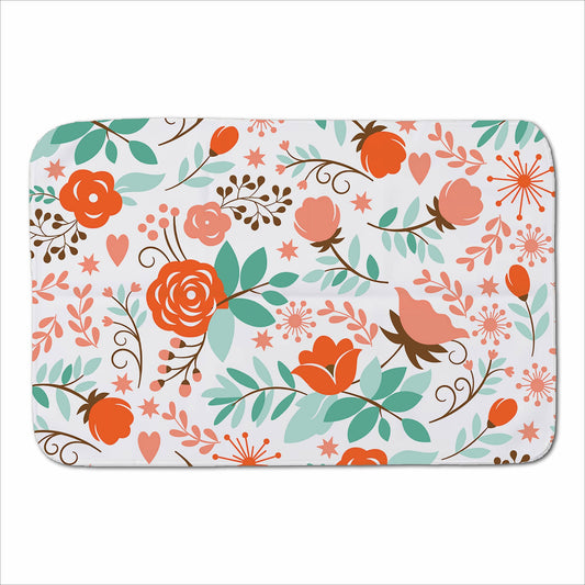 Orange Floral Pattern Sherpa Blanket