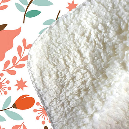 Orange Floral Pattern Sherpa Blanket