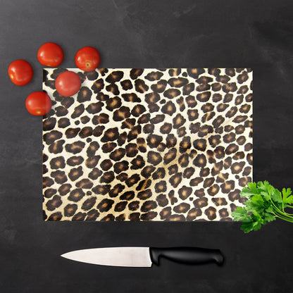 Leopard Hide Print Glass Chopping Board