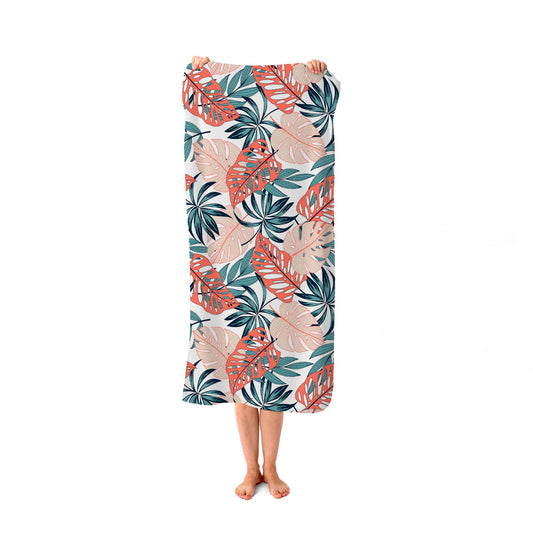 Tropical Leaf Pattern Beach Towel