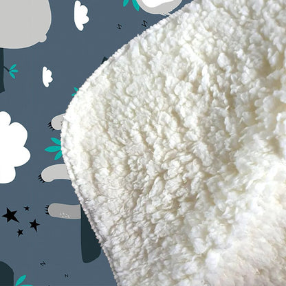 Sleeping Sloth Pattern Sherpa Blanket