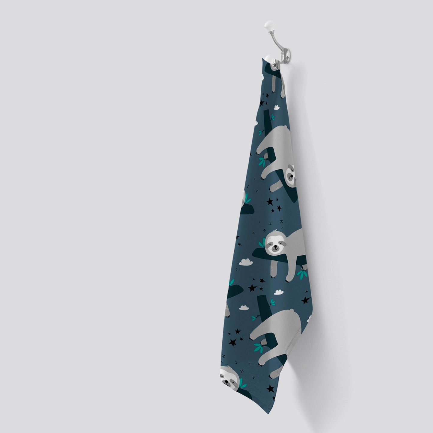 Sleeping Sloth Pattern Tea Towel