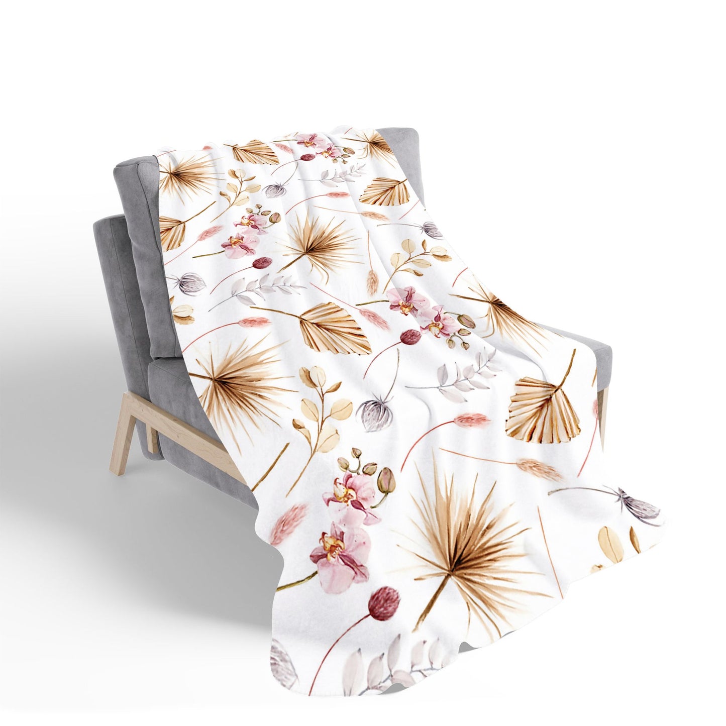 Watercolour Orchids Sherpa Blanket
