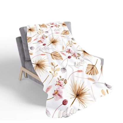 Watercolour Orchids Sherpa Blanket