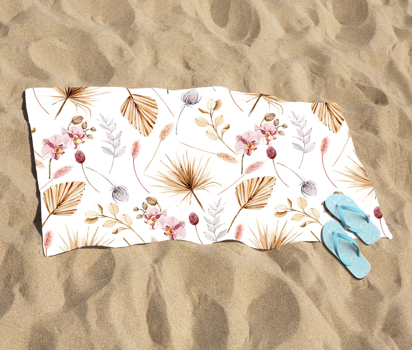 Watercolour Orchids Beach Towel