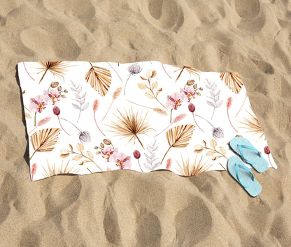 Watercolour Orchids Beach Towel