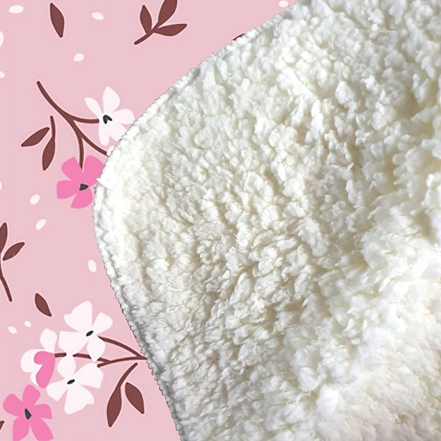 Pretty Pink Flower Pattern Sherpa Blanket