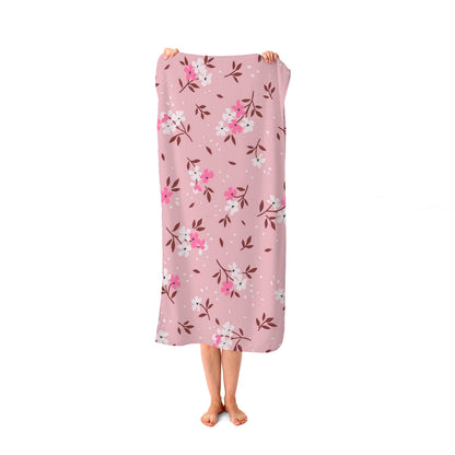 Pretty Pink Flower Pattern Beach Towel
