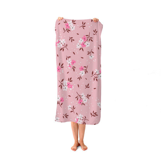 Pretty Pink Flower Pattern Beach Towel