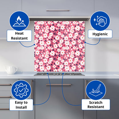Small Cute White Flower Pattern Kitchen Splashback