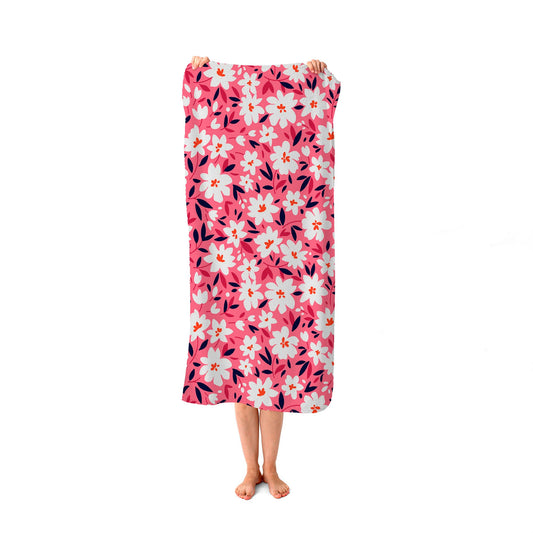 Small Cute White Flower Pattern Beach Towel
