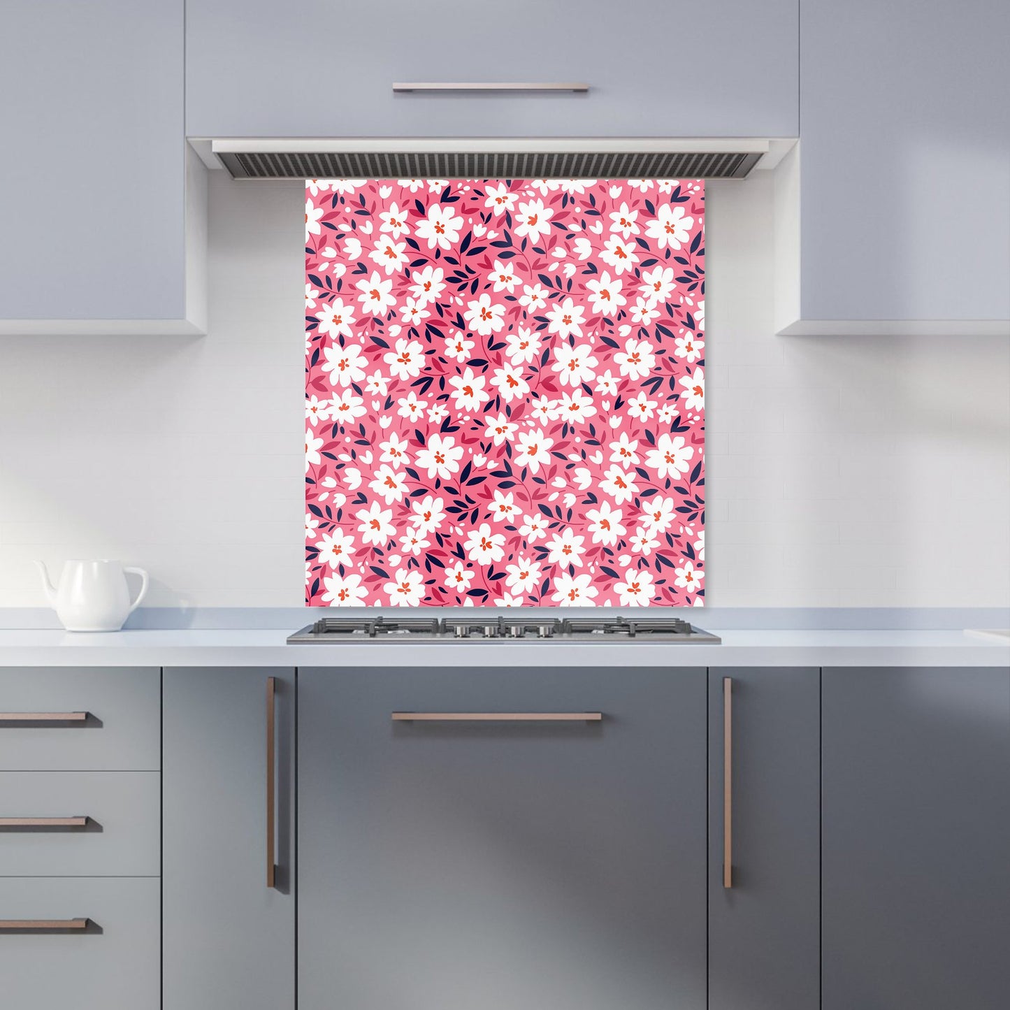 Small Cute White Flower Pattern Kitchen Splashback