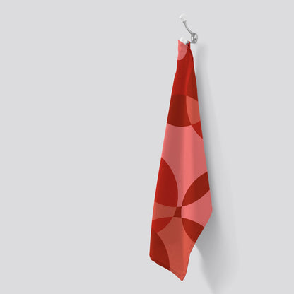Red Circle Pattern Tea Towel