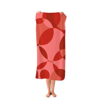 Red Circle Pattern Beach Towel