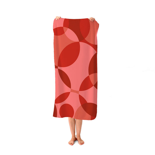 Red Circle Pattern Beach Towel